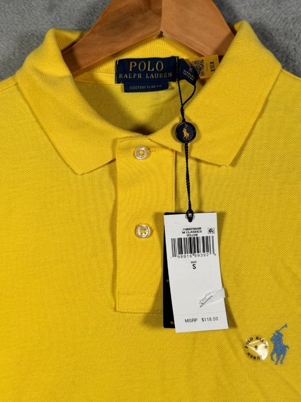 Polo Ralph Lauren Shirt Mens S Yellow Custom Slim Fit Short Sleeve Mesh $118